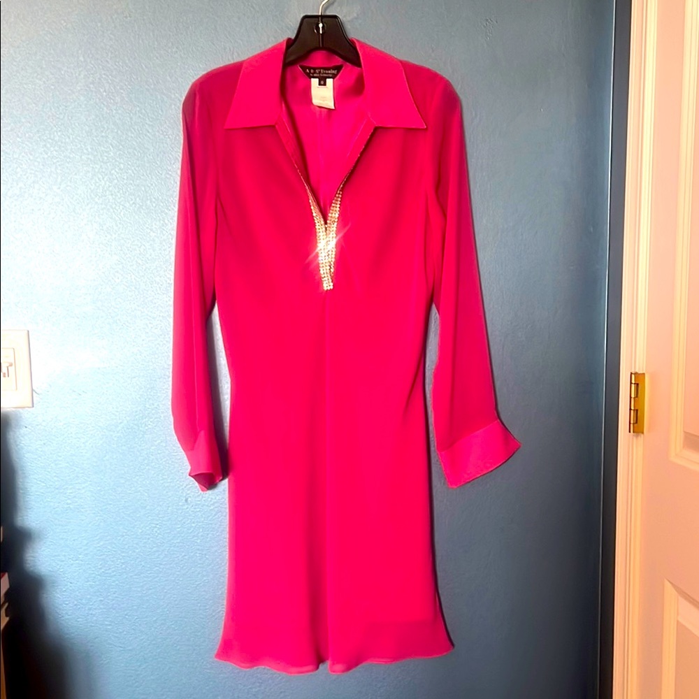 Elegant Pink Dress Rhinestones, size 8